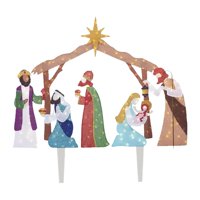 Bothyi - Belén De La Sagrada Familia Para Exteriores, Decoración Navideña Iluminada Para Exteriores, Estilo B