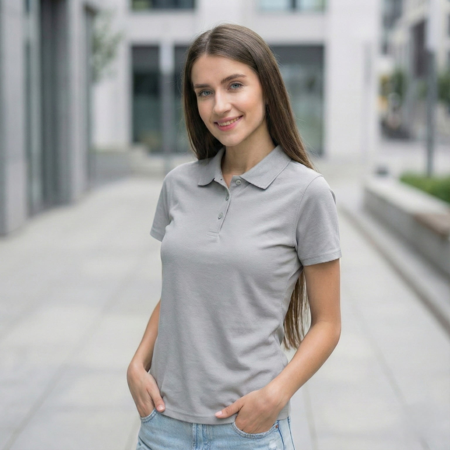 T-world - Polera Mujer Outdoor Smooth Uv Manga Corta Trekking Gris