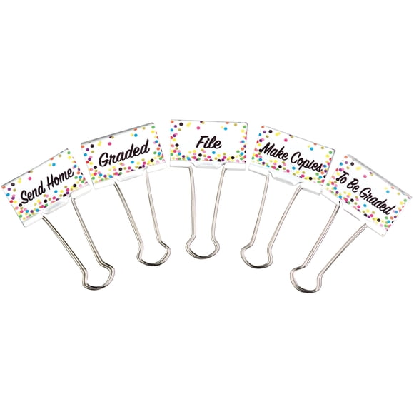 Binder Clips Teacher Confeti Management Classroom Management, paquete de 5