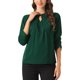 thumbnail image 1 of CURVOSPORT Blusa Elegante para Mujer Camisa de Trabajo Oficina con Fruncido Frontal Manga 3/4 Chifón Regreso a Clases Atuendo de Maestra Verde Oscuro L, 1 of 6