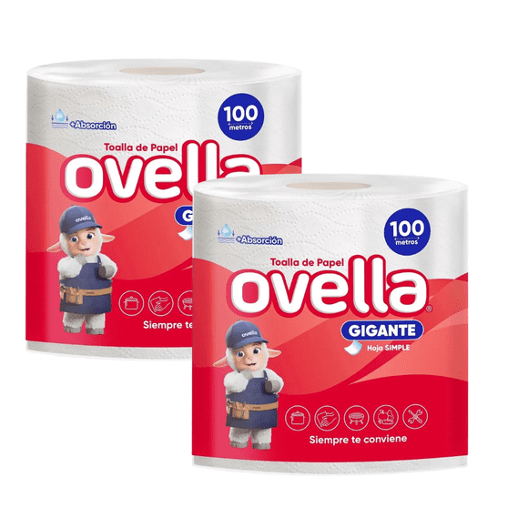 Toalla de Papel Ovella 100 Metros Pack 2 Unidad