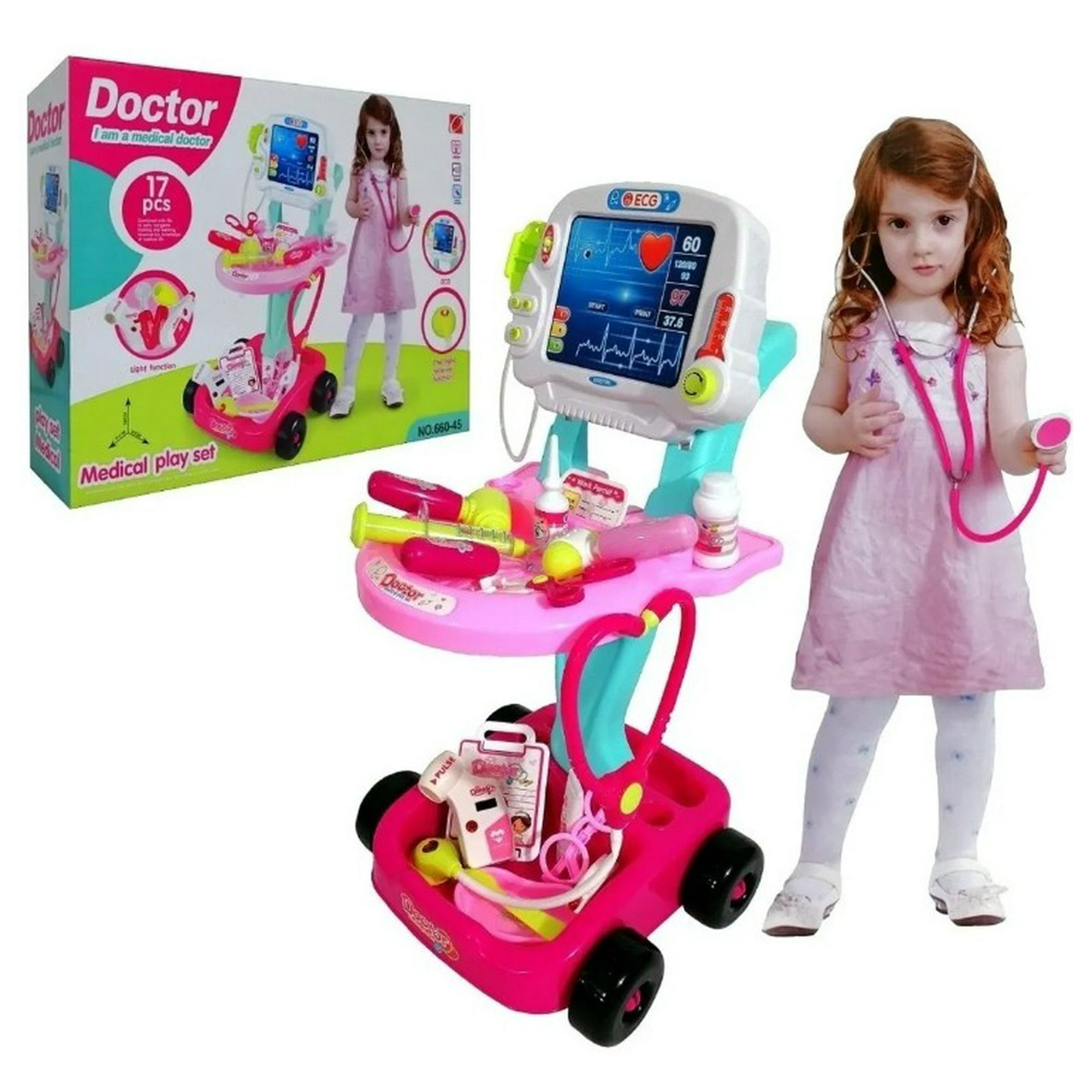 Carrito Juguete Doctor Rosa 17 Piezas