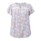 thumbnail image 4 of GRACIA Y GRANDEZA Blusa Floral Impresa de Talla Grande para Mujer de Escuela Colegio Pascua Cuello en V con Encaje Mangas con Volantes Top Casual de Verano 2X Lila, 4 of 6