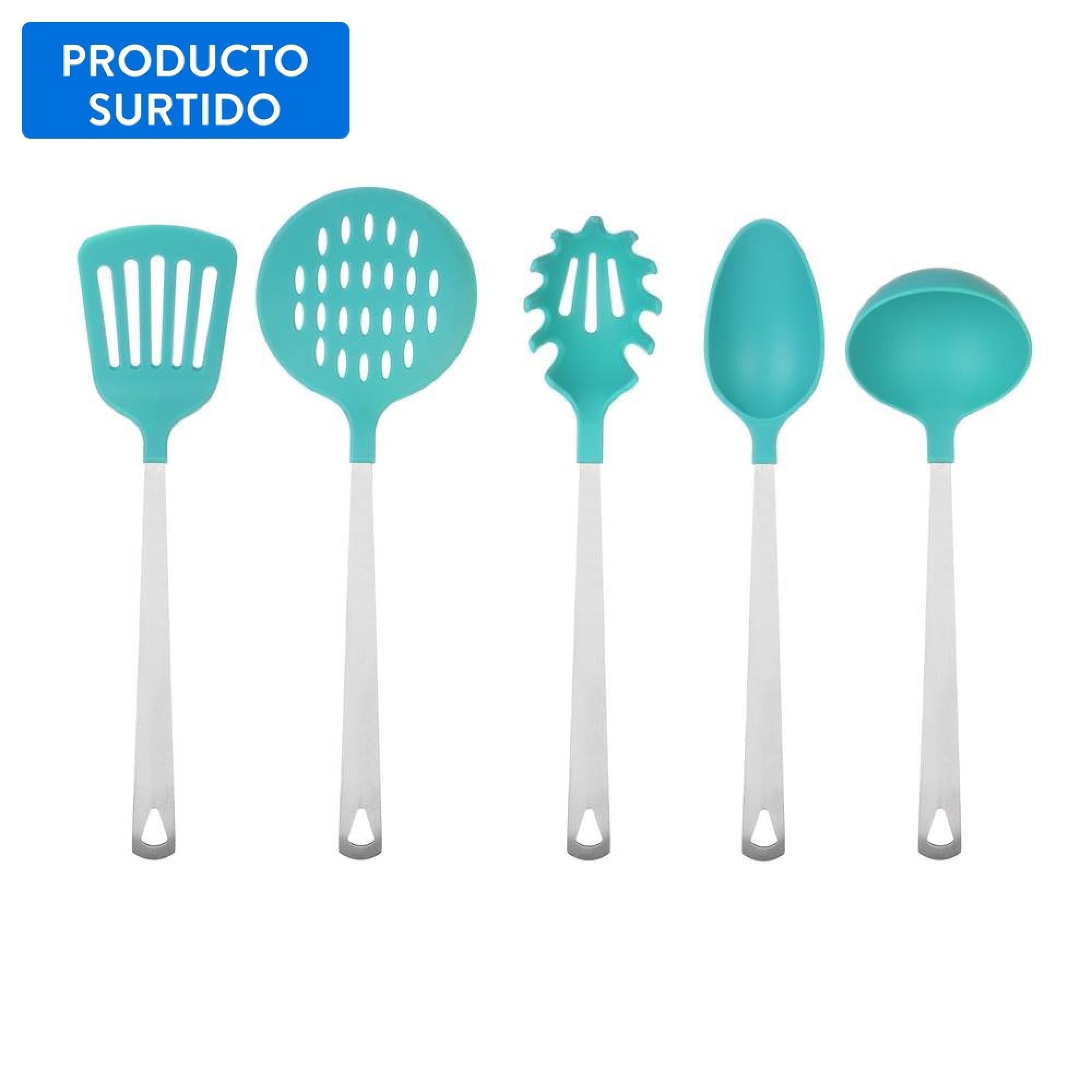 Haus - Juego De Utensilios 5 Piezas Nylon Turqueza