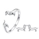 thumbnail image 1 of Conjunto anillo y aros perro salchicha plata 925, 1 of 3