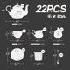 thumbnail image 3 of Juego de té CHENP.HMC de porcelana cerámica de 22 piezas para 6 personas, 3 of 7