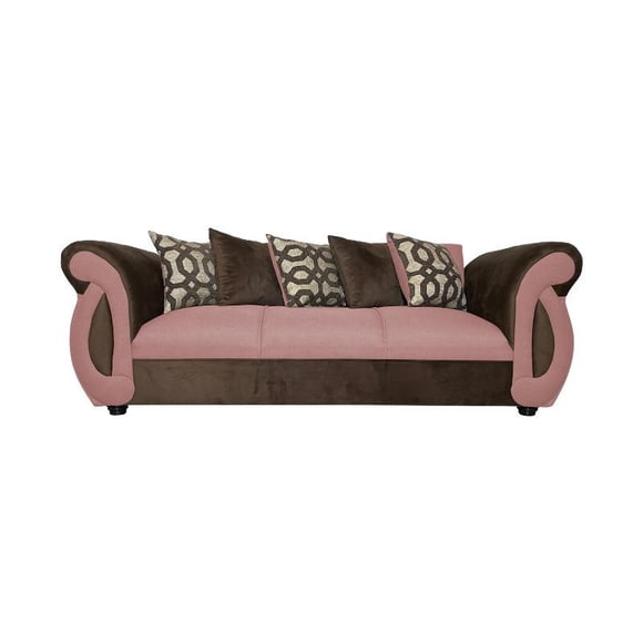 Sofá New Dominga 3 Cuerpos Chenille Tipo Lino Palo Rosa