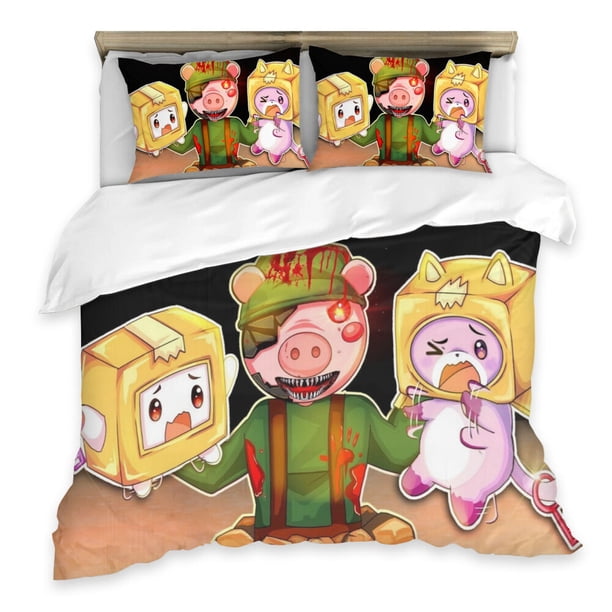 Cartoon QuiltDunaDown Duvet Cover Set Bed Pillow Cases3-Piece Bedding Set (1 Duvet Cover + 2 Pillow Shams)