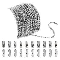 Magideal - Cadena De Cuentas De Bolas De Acero Inoxidable, 3 Cuentas De Cadena De Tracción Ajustables De 2,4 Mm, Conectores A Juego De Cadena De Rodillos Con Cue