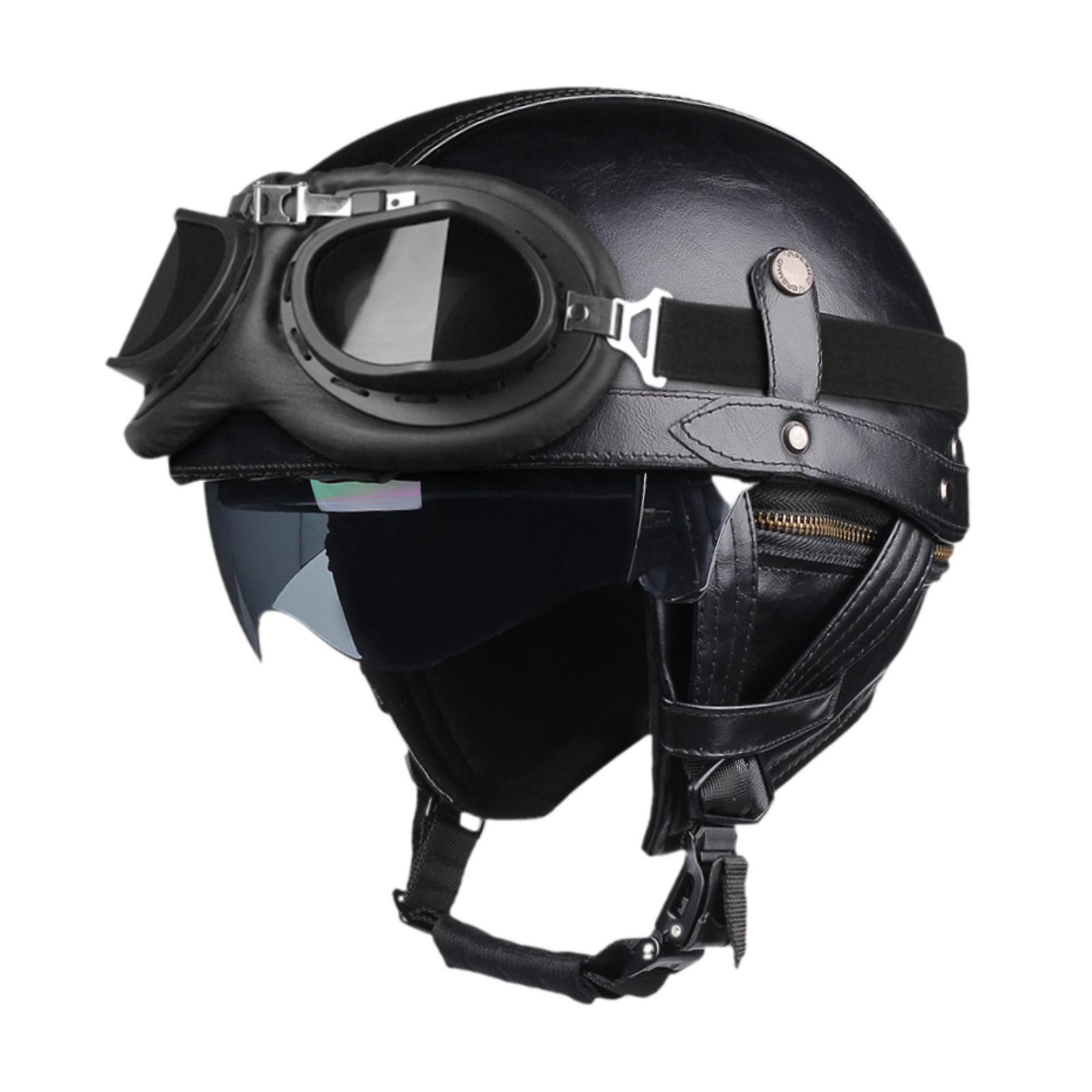 Ioensy - Casco De Motocicleta Moderno Y Ligero, Medio Casco Para Andar En Bicicleta En Verano, Negro, Talla M