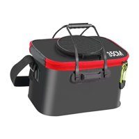 Ioensy - Cubo De Pesca Plegable Con Asas Cubo De Protección De Peces Portátil Plegable Negro