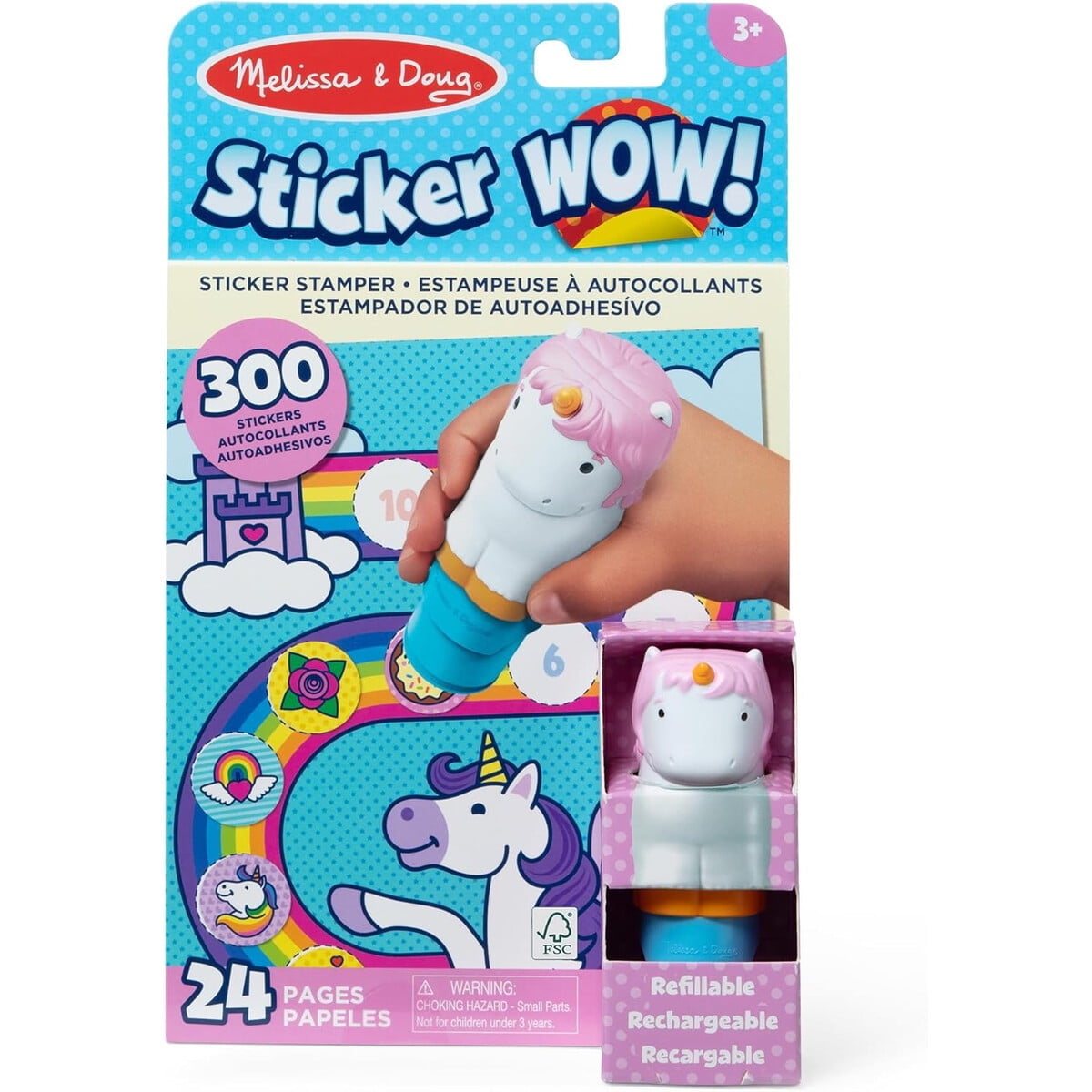 Melissa & Doug - Sticker Stamper Melissa Doug Unicornio 24 Hojas 300 Stickers