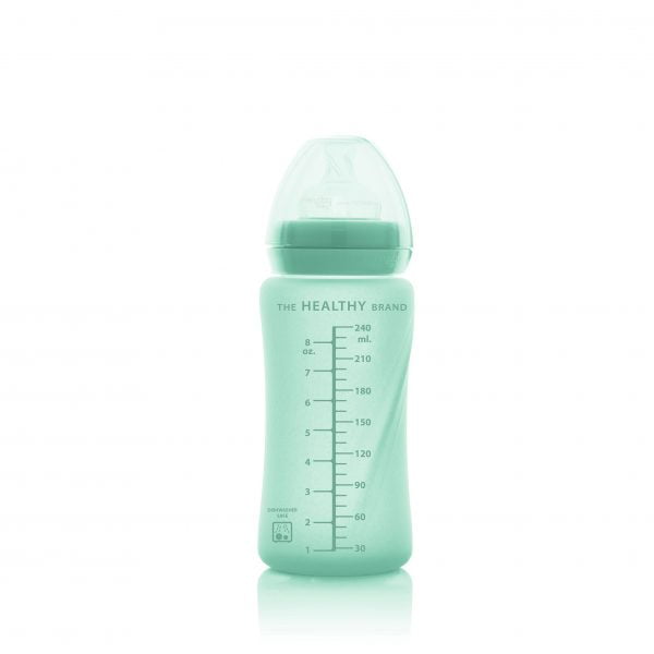 Mamadera De Vidrio Healthy, 240 Ml, Color Verde, Everyday Baby