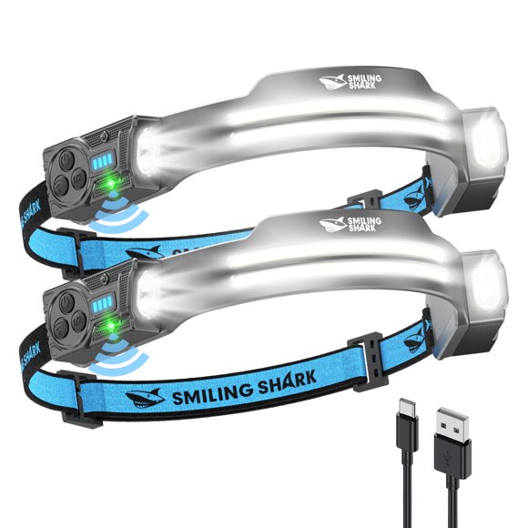 Linterna frontal Smiling Shark TS-2 de doble foco recargable