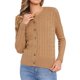 thumbnail image 2 of INSPIRE CHIC Cárdigan Suéter para Mujer Cuello Redondo Abotonado Manga Larga Casual Tops de Punto S Marrón Claro, 2 of 6