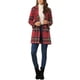 thumbnail image 2 of INSPIRE CHIC Abrigo de Mujer con Solapa de Muesca, Mangas Largas, Doble Botonadura, Cuadros, Talla L, Rojo Verde, 2 of 6
