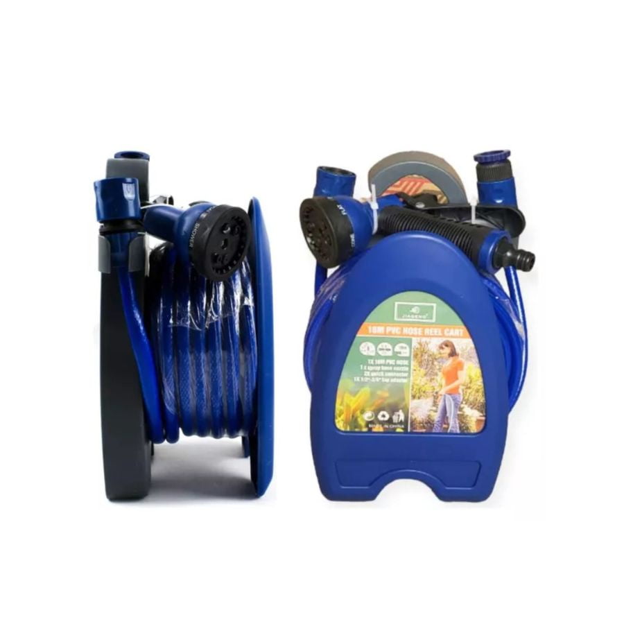 Click Ventas - Kit De Riego Lavado Manguera Con Soporte Y Pistola 10 Metros