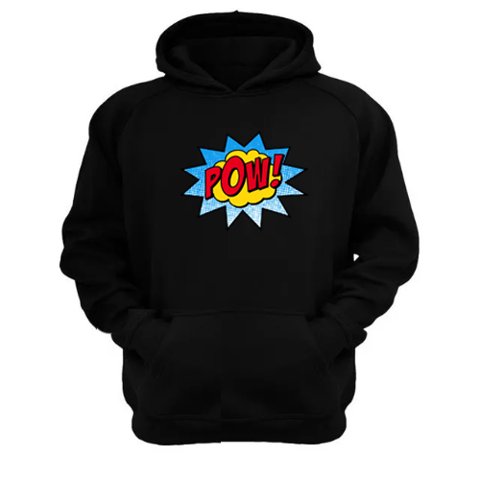 Genérico - Poleron Canguro Logo Pow Negro Talla S Unisex