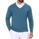 thumbnail image 1 of INSPIRE CHIC Suéter de Hombre de Manga Larga con Cuello en V de Color Sólido Tejido S Azul, 1 of 5