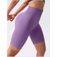 Likeshop - Calza Corta Acanalada Mujer Verano Tiro Alto Yoga Gym 8007