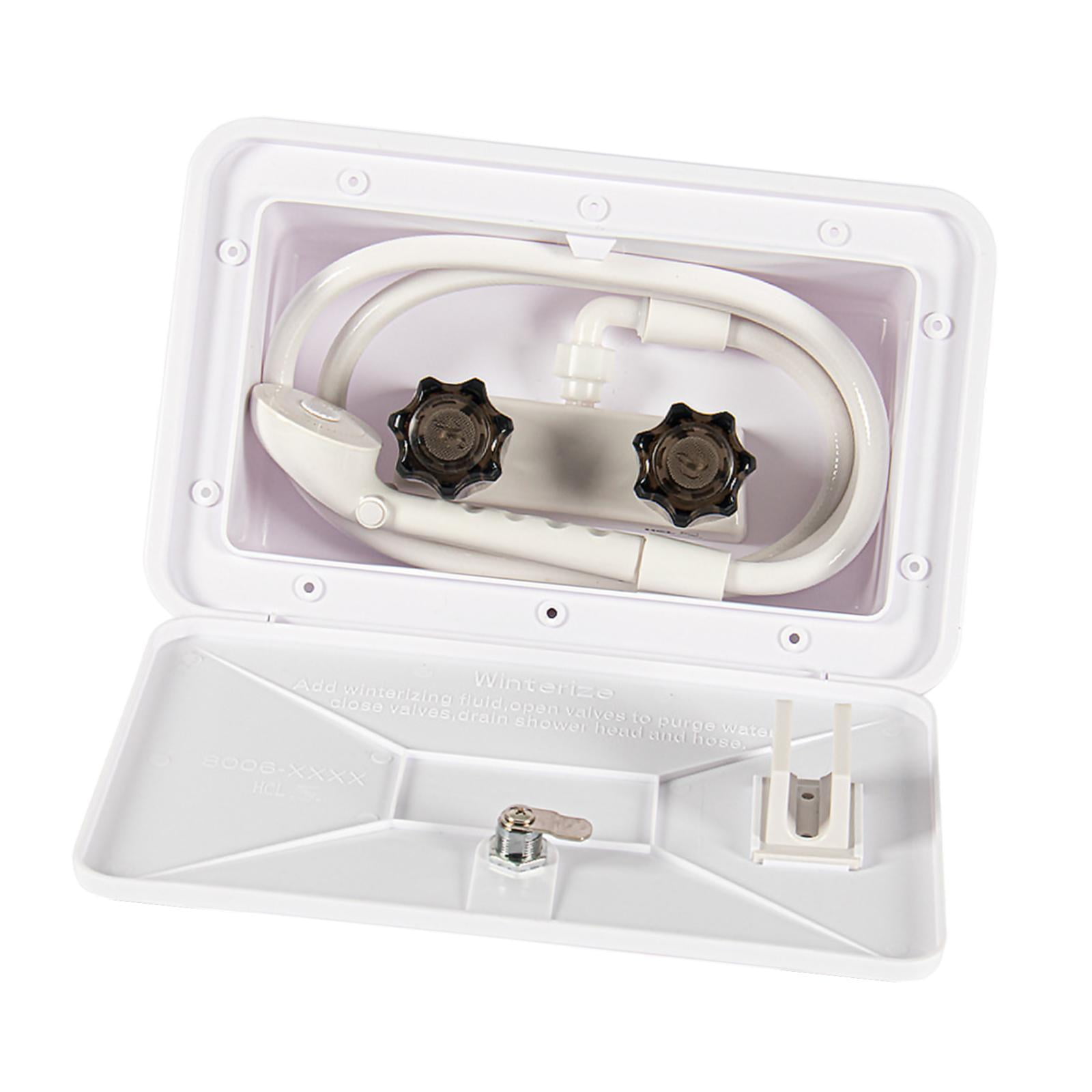 Magideal - Generic Rv Exterior Ducha Box Kit Piezas Resistencia Al Impacto Robusto Accesorios Convenientes Reemplazo Para Barco Van Blanco