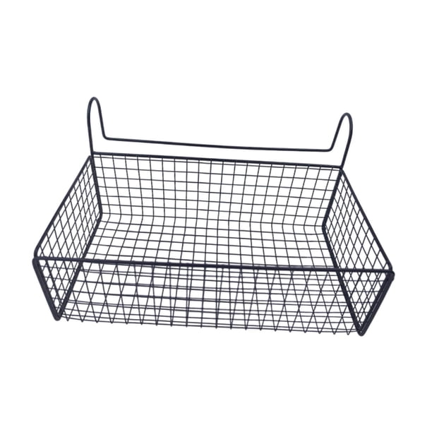 Organizador de cestas de almacenamiento colgante para mesita de noche, fácil instalación, 36,6 x 14,9 x 14,9 cm, estante de metal junto a la cama y li Negro sin ganchos