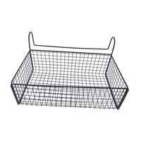 Magideal - Organizador De Cestas De Almacenamiento Colgante Para Mesita De Noche, Fácil Instalación, 36,6 X 14,9 X 14,9 Cm, Estante De Metal Junto A La Cama Y Li Negro Sin Ganchos