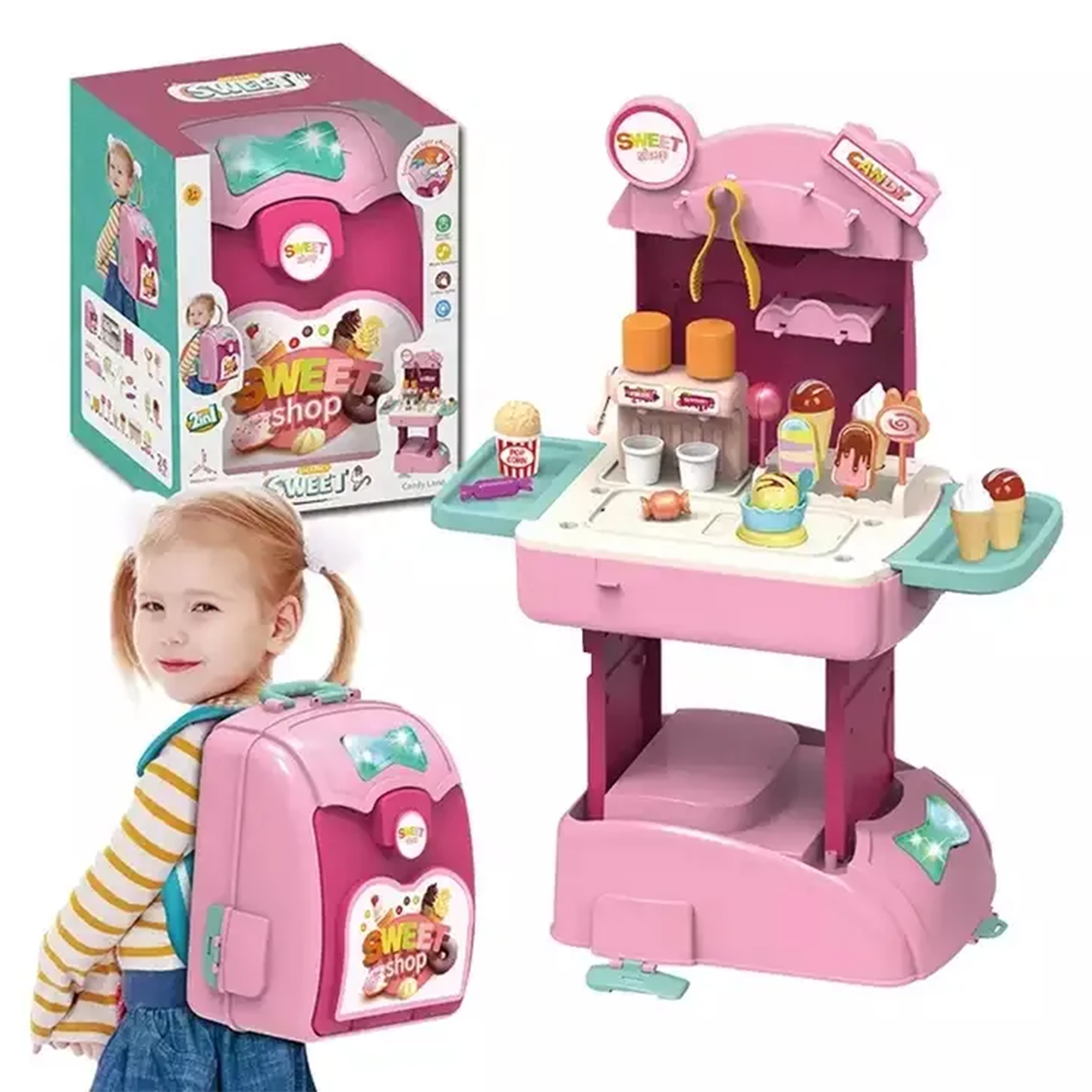 Genérica - Mochila De Juego Para Niños Mochila Y Tienda De Helados 2 En 1