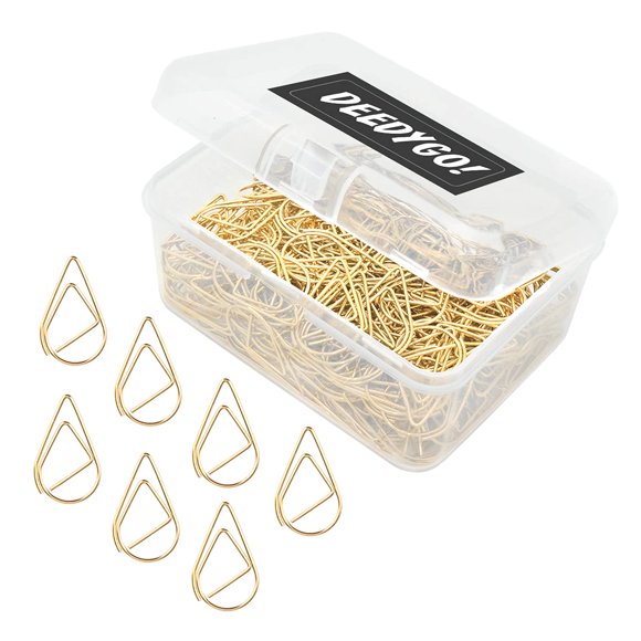 sujetapapeles DEEDYGO Gold Teardrop de acero inoxidable, 250 unidades
