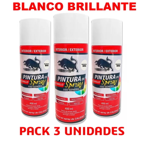 Toro Negro - Pintura En Spray Pack 3 Unidades Color Blanco Brillante