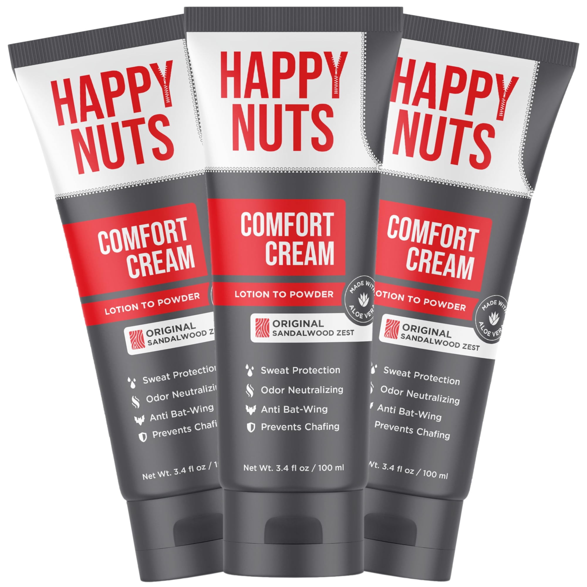 Crema Desodorante Happy Nuts Comfort Para Hombre 100 Ml (paquete De 3)