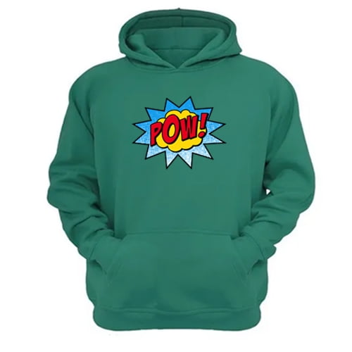 Polerón Canguro Logo Pow Verde Aguamarina Talla Xs Unisex