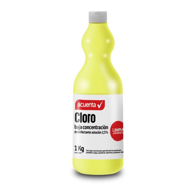Cloro Baja Concentración Líquido Botella 1 L Acuenta