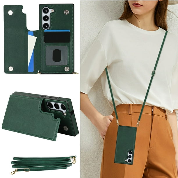 Crossbody PU Leather Case For Samsung Galaxy S23 S22 Plus Note 20 Ultra Wallet Card Slot Stand Holder Phone Bag Cover