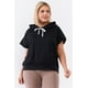 thumbnail image 2 of Saronite Sudadera con Capucha de Manga Corta Basics, Color Negro (Talla Grande para Mujer), 2 of 4