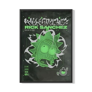 Creango - Cuadro Poster Enmarcado Rick And Morty Rick Sanchez Decorativo