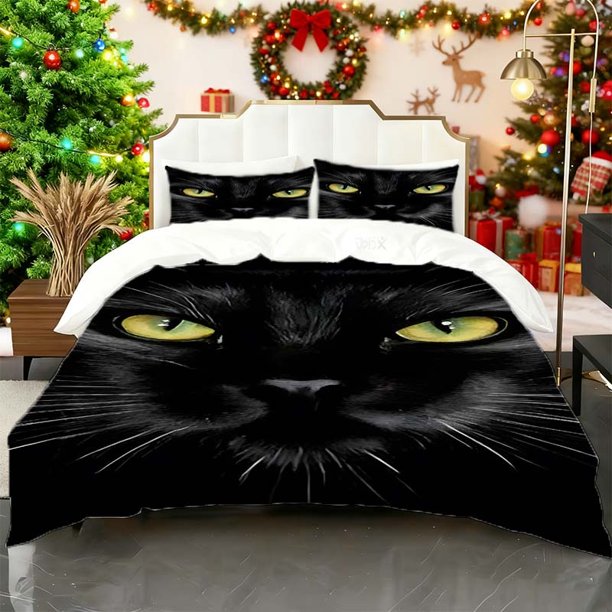 Black Cat Black Cat Print Duvet Cover Set Bedding Set Duvet Cover Pillowcase Set Soft Comfortable Suitable for Home And Bedroom Gue