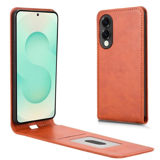 Funda tipo folio para Samsung Galaxy S25 Edge con soporte magnético y protección para la cámara Marrón