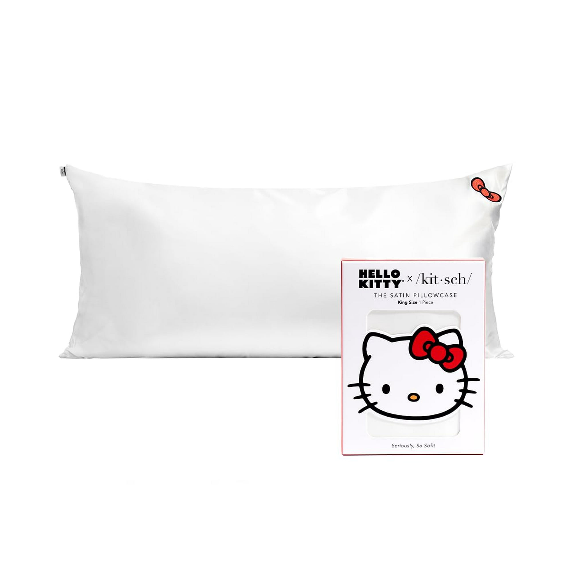 Funda De Almohada Satinada Kitsch X Hello Kitty, Tamaño King, Color Marfil