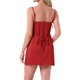 thumbnail image 3 of INSPIRE CHIC Camisón de Satén para Mujer Elegante con Cuello de Pico Mini Camisa de Dormir con Tirantes Ajustables y Cinturón XS Vino, 3 of 5