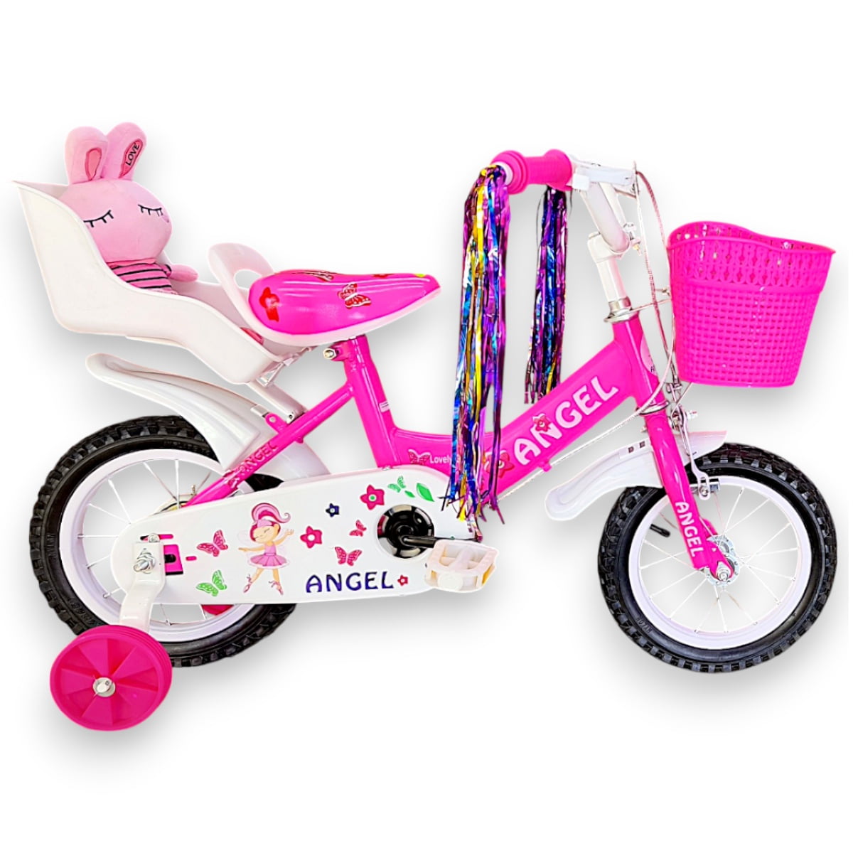 Vipnetwork - Bicicleta Aro 16 Infantil Con Peluchero Rosado Angel
