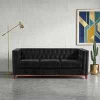 Latam Home - Sofa Roma 3C Tela Velvet Negro