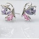 thumbnail image 3 of Pendientes de tuerca con mariposas cristalinas de azuria y circonita en oro de 18 quilates, 3 of 6