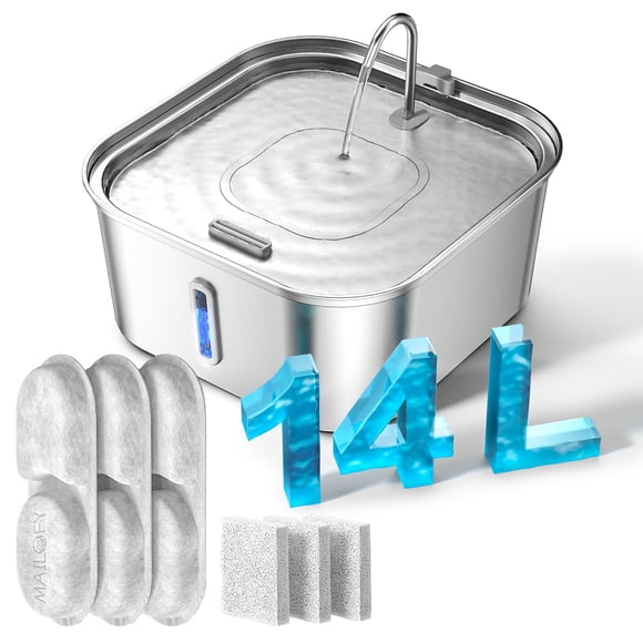 Fuente para perros MAILOFY 14 L Acero inoxidable con 3 filtros