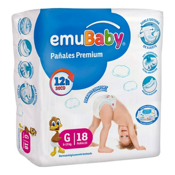Pañales Emubaby Premium Talla Grande X 18 Und.