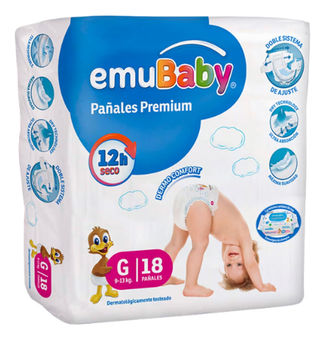 Emuchile - Pañales Emubaby Premium Talla Grande X 18 Und.