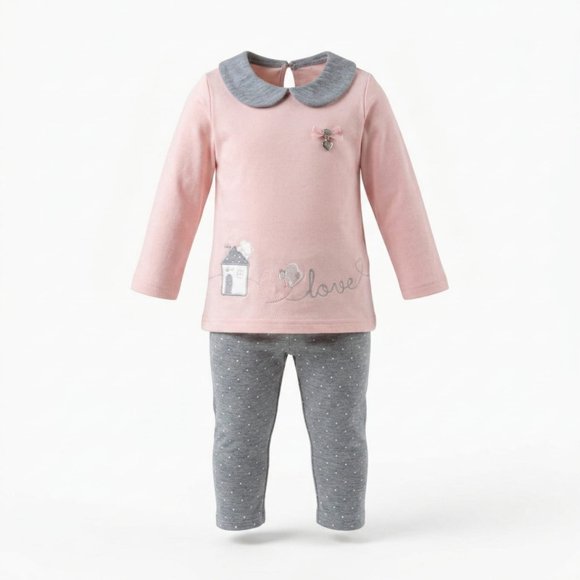 Conjunto De Polera Manga Larga + Calza Para Niñas