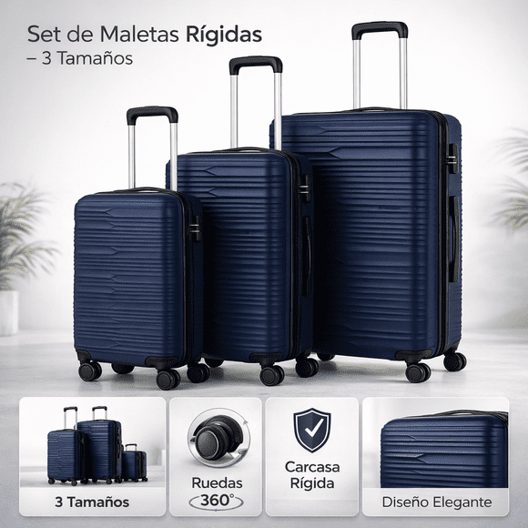 Juego De Maletas Rígidas Duraline Azul 3 Piezas 20 24 28 Pp