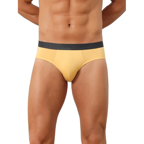 INSPIRE CHIC Ropa Interior para Hombre Cintura Elástica Sólida Suave y Transpirable Calzoncillos Deportivos 36 Amarillo