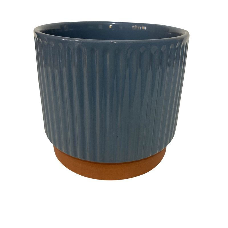 Decogreen - Macetero Cilindro Enlozado Azul 14X12 Cm